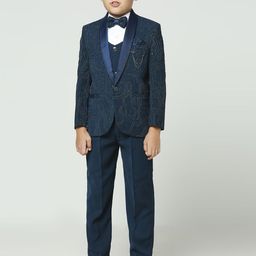 YK Boys Sequin Embroidered Cotton Tailored-Fit Full Sleeve Five-Piece Party Suit-image-34