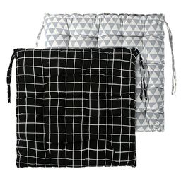 Kuber Industries Grey & Black 2 Pieces Printed Cotton Comfort Chair Pads-picture-48