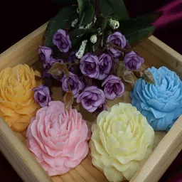 Shraddha Creation Pink & Blue 4 Pieces Peony Candle-15