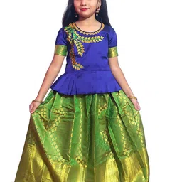 TotzTouch Girls Embroidered Thread Work Ready to Wear Lehenga &-23