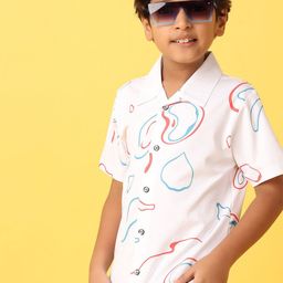 V-Mart Boys Classic Spread Collar Conversational Self Design Cotton Casual Shirt-image-44
