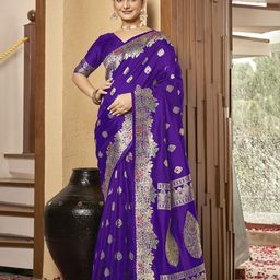 SAREETHNIC Woven Design Zari Pure Silk Banarasi Saree-image-36