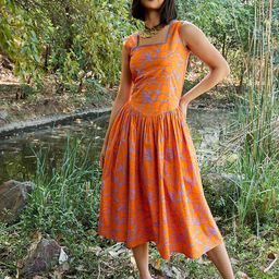 Pink Paprika by SASSAFRAS Floral Print Drop-Waist Midi Dress-image-97