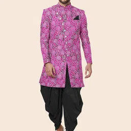 Utsav Fashion Block Printed Art Silk Sherwani Set-picture-41