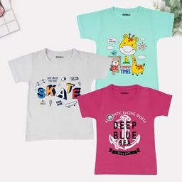 Billion Boys Pack of 3 Bio Finish Graphic Printed Round Neck Cotton T-shirts-image-91