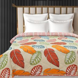 IVAZA Orange & Green Printed Microfiber 233 GSM Double Bed Comforter-17