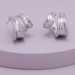 Kushal's Fashion Jewellery Rodium Plated Classic Half Hoop Earrings-picture-24