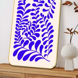SAF Cream-Coloured & Blue 1 Piece Wood Floral and Botanical Wall Paintings-30
