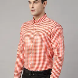 Hancock Men New Slim Fit Button-Down Collar Gingham Checked Cotton Formal Shirt-image-58