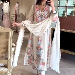 Siya Fashion Women Floral Embroidered Regular Kurta with Trousers & With Dupatta-picture-46