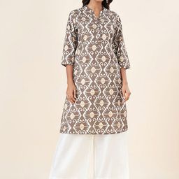RANGMANCH BY PANTALOONS Printed Thread Work Cotton Straight Kurta-21