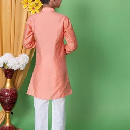 Cae Boys Embroidered Regular Sequinned Dupion Silk Kurta with Pyjamas image 3