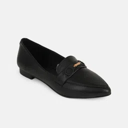 Chemistry Women Solid Pointed Toe Synthetic Leather Flats-image-6