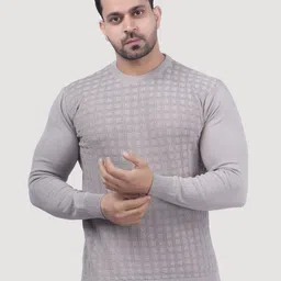 FEVERFEW Men Lace Inserts Geometric Cotton Pullover-picture-32