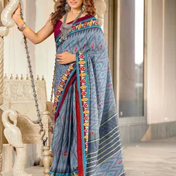 Panzora Geometric Printed Ikat Saree-image-65