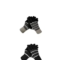 LOOM LEGACY Men Striped Acrylic Winter Gloves-image-88