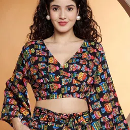 BRINNS Printed Bell Sleeve Crop Top-image-58