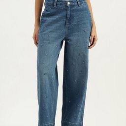 United Colors of Benetton Women Embellished Straight Fit High-Rise Light Fade Jeans-picture-6
