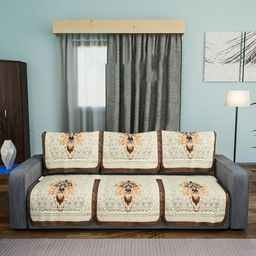 Kuber Industries Cream-Coloured & Maroon Cotton Sofa Cover-picture-44