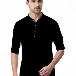 BHUVIKOO Men Black Kurtas-image-81