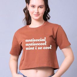 Lazy Lush Women Typography Printed Round Neck Crop Top-32