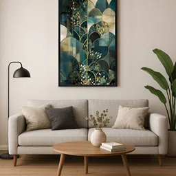 999Store black & Green Abstract Printed Canvas Wall Art-14