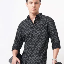 British Club Men Standard Slim Fit Opaque Printed Casual Shirt-image-70
