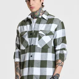 Snitch Men Relaxed Opaque Checked Casual Shirt-image-56