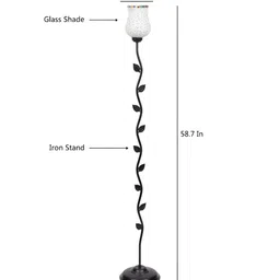 Devansh Black & Red Glass Leaf FloorLamp-10