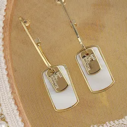 SOHI Gold-Plated Contemporary Artificial Stones Drop Earrings-34