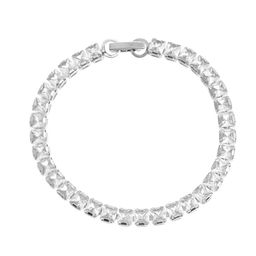 Silvermerc Designs Silver-Plated Princess-Cut CZ Tennis Link Bracelet-picture-48