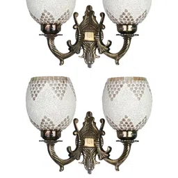 Somil Premium Designer Glass Wall / Night Lamp Elegant & Stylish Dcor Accent for Modern Interiors, color- White, Golden, Size, 21.5 X 29 X 35 CM-image-99