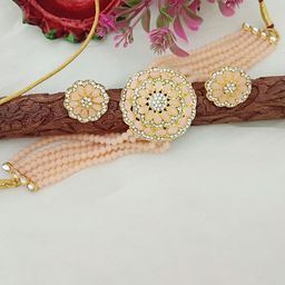 EVY Gold-Plated Crystal & Cubic Zirconia Studded Choker Jewellery Set-image-98