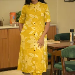 GoSriKi Floral Printed Mandarin Collar A-Line Kurta With Palazzos-45