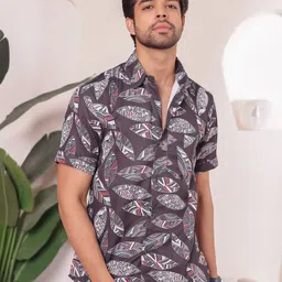 Stuffie Land Men Floral Printed Casual Shirt-image-57