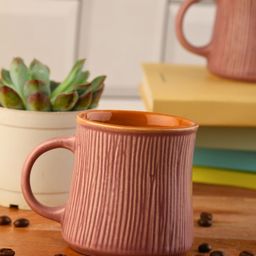 WEAVING HOMES Lavender & Brown Textured Ceramic Glossy Cups-24