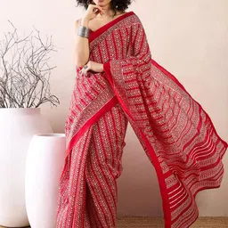 Anouk Rustic Ethnic Motifs Silk Blend Ready to Wear Dabu Saree-image-27
