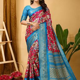 Anouk Rustic Floral Zari Silk Blend Designer Sungudi Saree-image-99