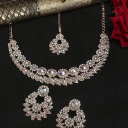 VATSALYA creation Rose Gold-Plated Alloy Necklace and Earrings-image-27