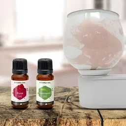 PEEPALCOMM 3Pc Peach-Colored Marble-Printed Electric Aroma Oil Diffuser With Scented Oils-32
