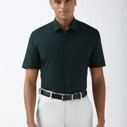 Peter England Men Spread Collar Solid Cotton Formal Shirt-image-95
