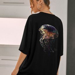 WOBE Women Graphic Printed Round Neck Pure Cotton Oversized T-shirt-image-77