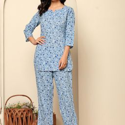 Ragavi Printed Pure Cotton Tunic With Trouser Co-Ords-picture-8