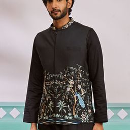 VASTRAMAY Slim Fit Embroidered Mandarin Collar Nehru Jacket-32
