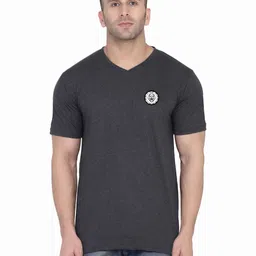 Blisstone Men Solid Self Design V-Neck Applique Slim Fit T-shirt-picture-16