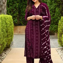 Aaghnya Women Bandhani Printed Kurta with Palazzo & Dupatta-picture-12