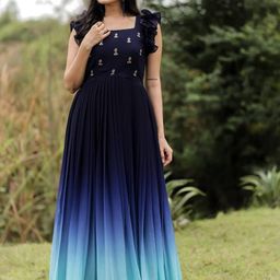 FoxDX Floral Embroidered Square Neck Flared Maxi Dress-image-90