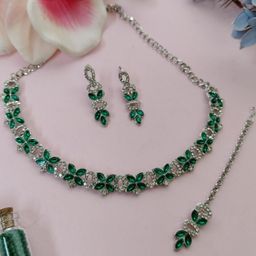 Anouk Rhodium-Plated Stones Studded Jewellery Set-40