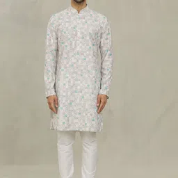Arihant Rai Sinha Geometric Printed Mandarin Collar Pure Cotton Kurta With Churidar-image-58