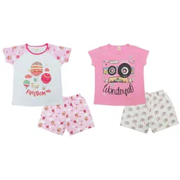 Clothe Funn Girls Printed T-shirt with Shorts-image-28